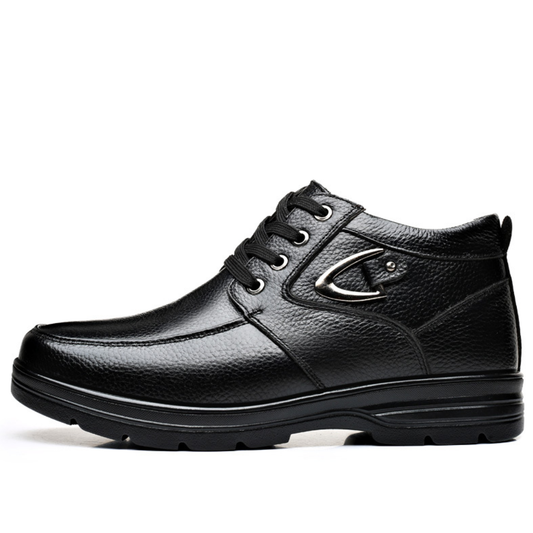 GRW Men Orthopedic Dress Boots Insulated Plush Leather Waterproof Non-slip Rubber Walking