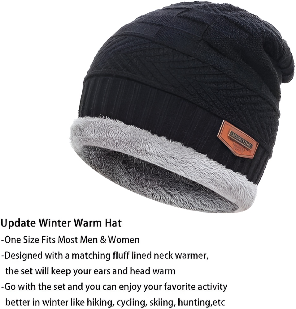 GRW Set Hat Scarf for Men and Women Neck Protection Outdoor Warm Fleece Liner Knit Winter