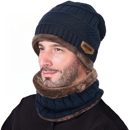 GRW Set Hat Scarf for Men and Women Neck Protection Outdoor Warm Fleece Liner Knit Winter