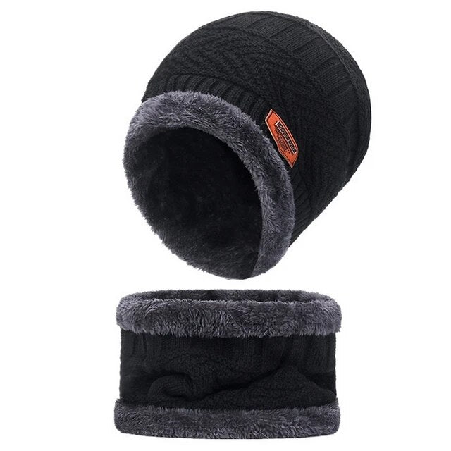GRW Set Hat Scarf for Men and Women Neck Protection Outdoor Warm Fleece Liner Knit Winter