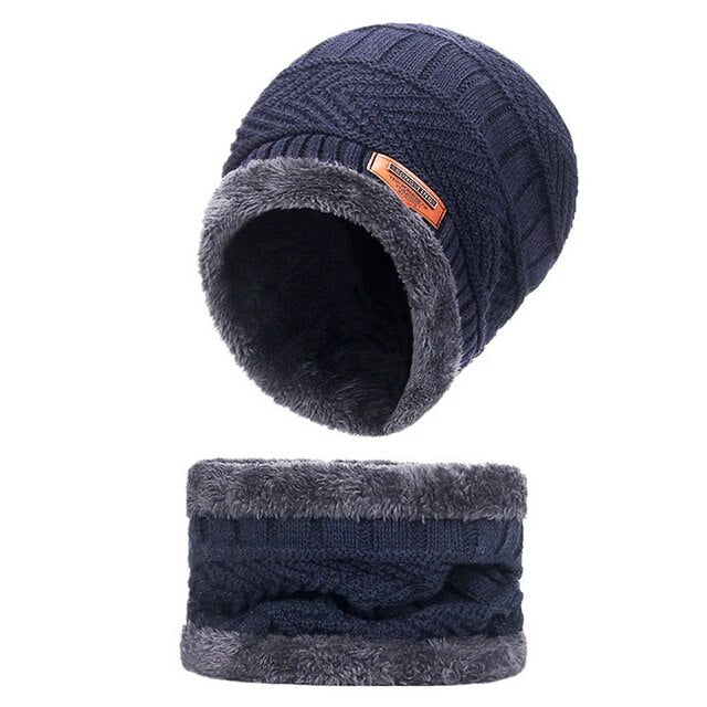 GRW Set Hat Scarf for Men and Women Neck Protection Outdoor Warm Fleece Liner Knit Winter