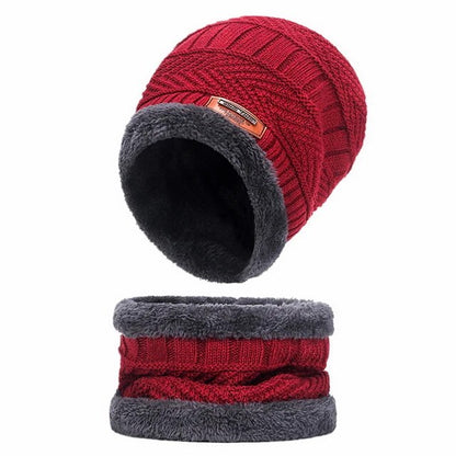 GRW Set Hat Scarf for Men and Women Neck Protection Outdoor Warm Fleece Liner Knit Winter