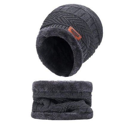 GRW Set Hat Scarf for Men and Women Neck Protection Outdoor Warm Fleece Liner Knit Winter