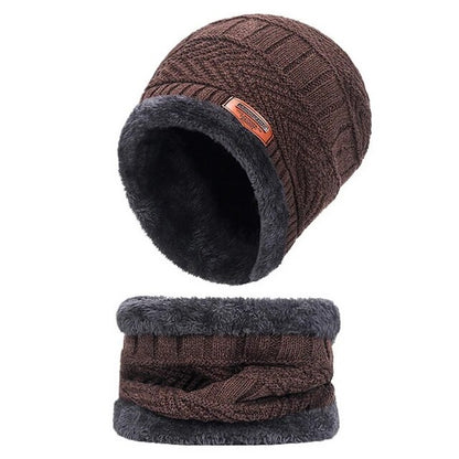 GRW Set Hat Scarf for Men and Women Neck Protection Outdoor Warm Fleece Liner Knit Winter