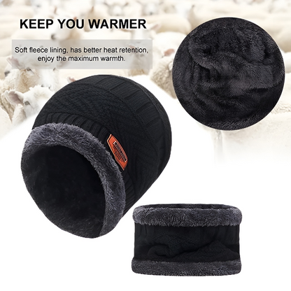 GRW Set Hat Scarf for Men and Women Neck Protection Outdoor Warm Fleece Liner Knit Winter