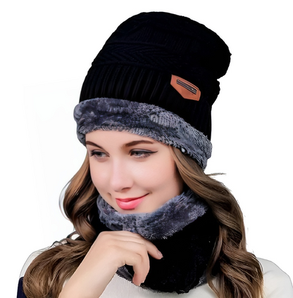 GRW Set Hat Scarf for Men and Women Neck Protection Outdoor Warm Fleece Liner Knit Winter