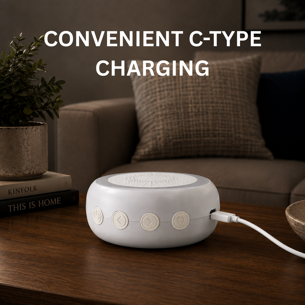 White Noise Machine with 22 Soothing Sounds & Golden Breathing Light, Portable Design