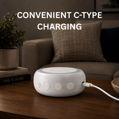 White Noise Machine with 22 Soothing Sounds & Golden Breathing Light, Portable Design