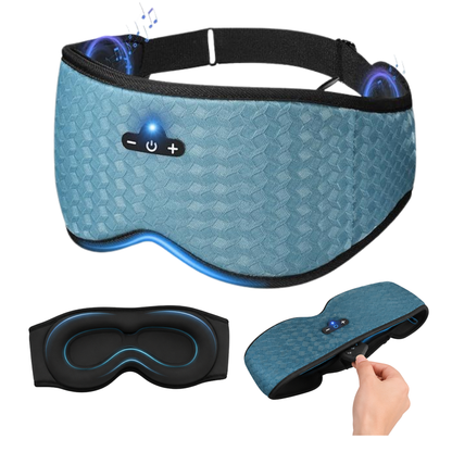 Smart Sleep Mask 3D Contoured Eye Design with Blackout & Bluetooth Audio For Side Sleepers