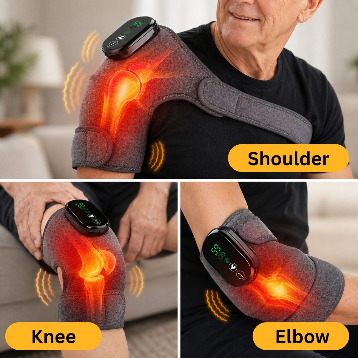 Knee Wrap Massager with Heat & Vibration, Adjustable Wrap for Knees, Thighs & Shoulders