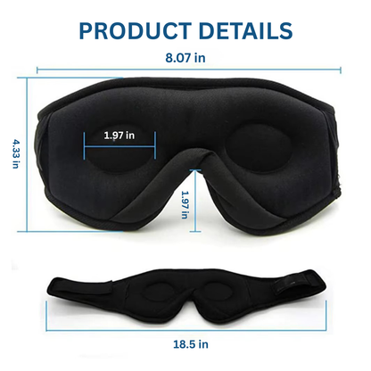 Smart Sleep Mask with 3D Eye Cups, 100% Blackout & Bluetooth Audio for Side Sleepers GroovyWish