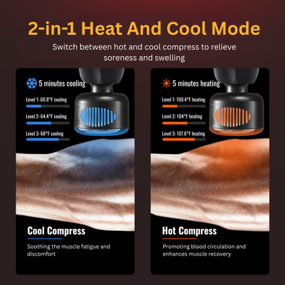 3-in-1 Heat & Cooling Massage Gun with 12 Percussion Speeds & Smart Touchscreen