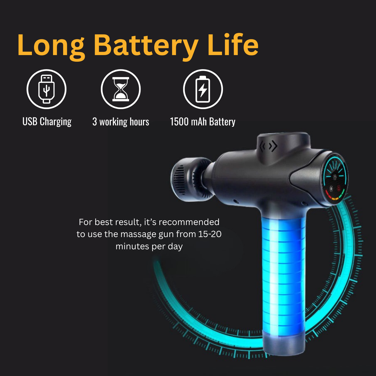 3-in-1 Heat & Cooling Massage Gun with 12 Percussion Speeds & Smart Touchscreen