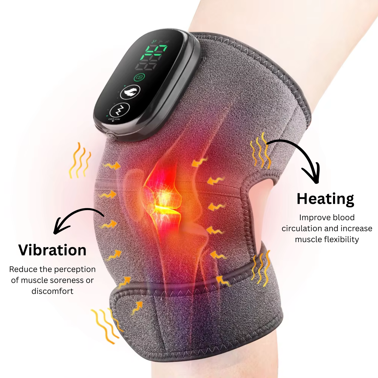 Knee Wrap Massager with Heat & Vibration, Adjustable Wrap for Knees, Thighs & Shoulders
