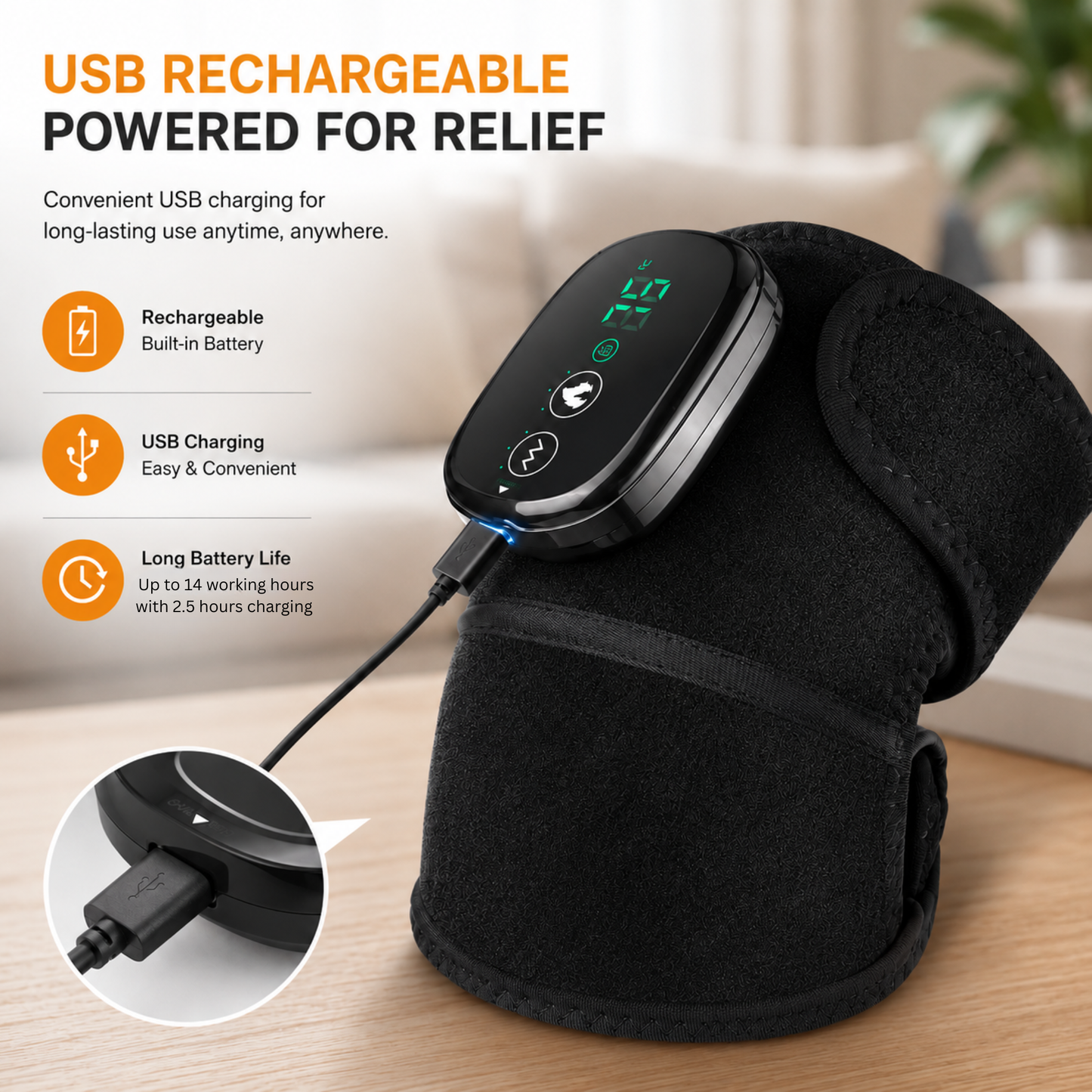 Knee Wrap Massager with Heat & Vibration, Adjustable Wrap for Knees, Thighs & Shoulders