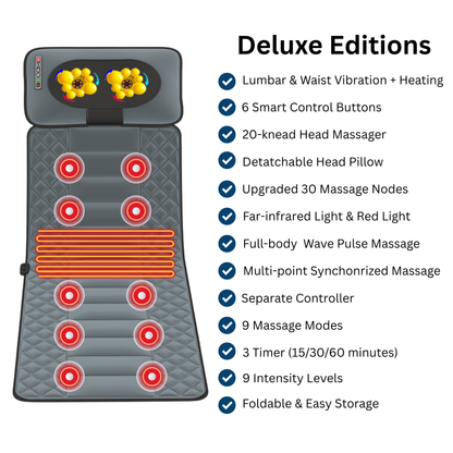 Smart Full Body Massage Mat with Heat, Vibration, Infrared Light & Herbal Pouch