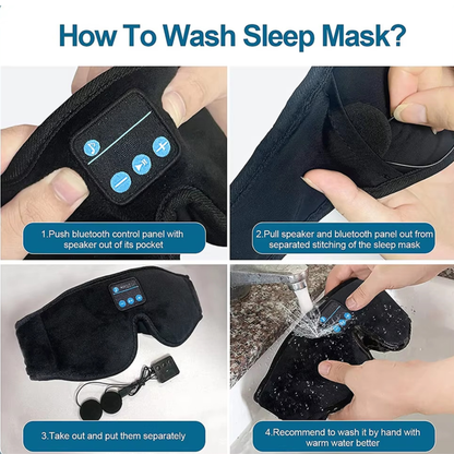 Smart Sleep Mask with 3D Eye Cups, 100% Blackout & Bluetooth Audio for Side Sleepers GroovyWish