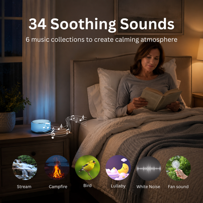 White Noise Machine with 34 Soothing Sounds & 7-Color Night Light, Portable Sleep Machine