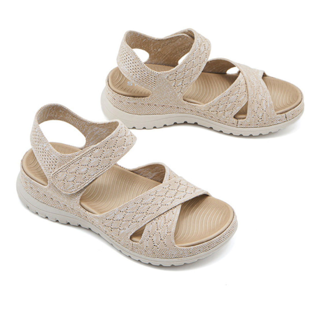 GRW Women Orthopedic Sandals Arch-support Comfortable Diamond Knit Cross Strap Elegant Design