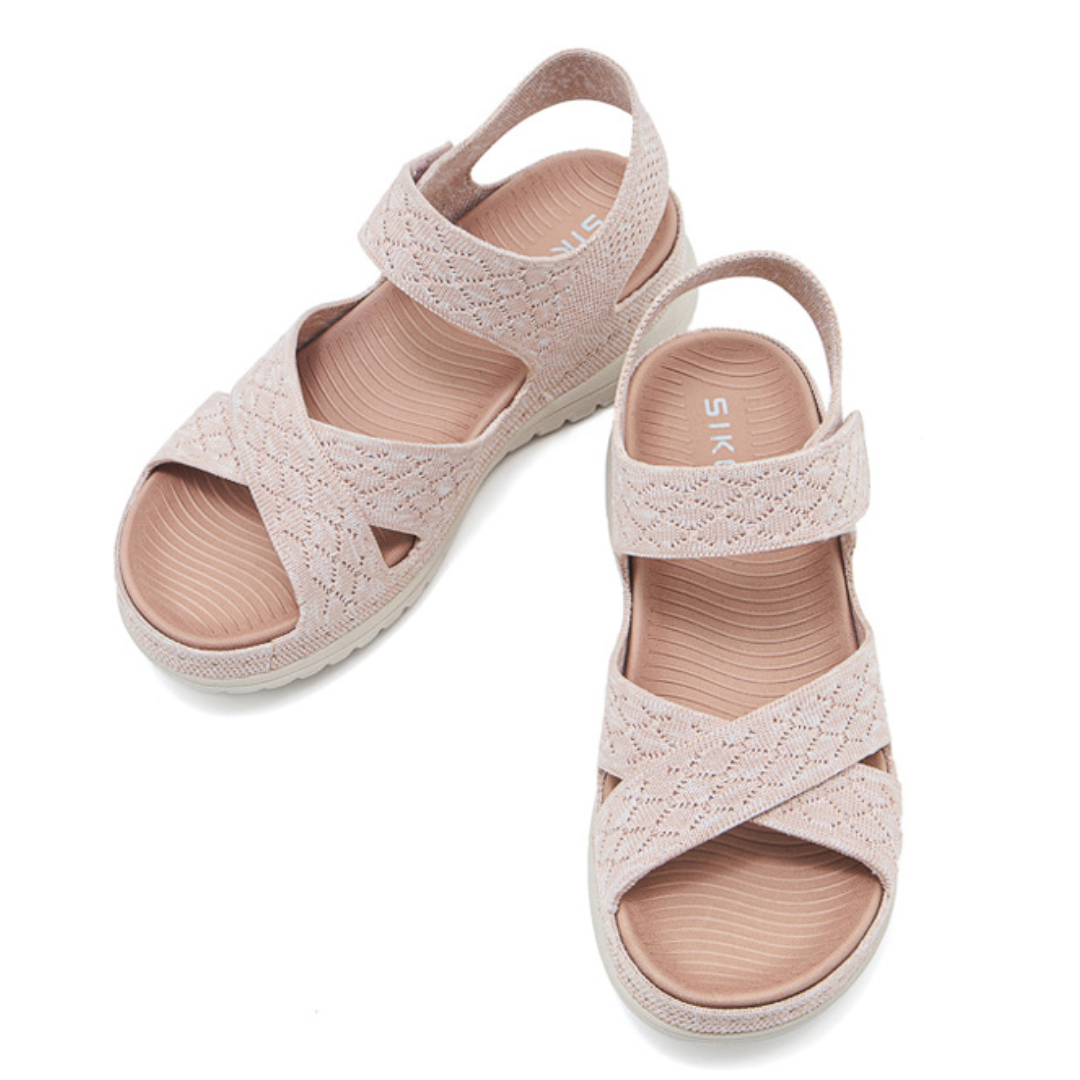 GRW Women Orthopedic Sandals Arch-support Comfortable Diamond Knit Cross Strap Elegant Design