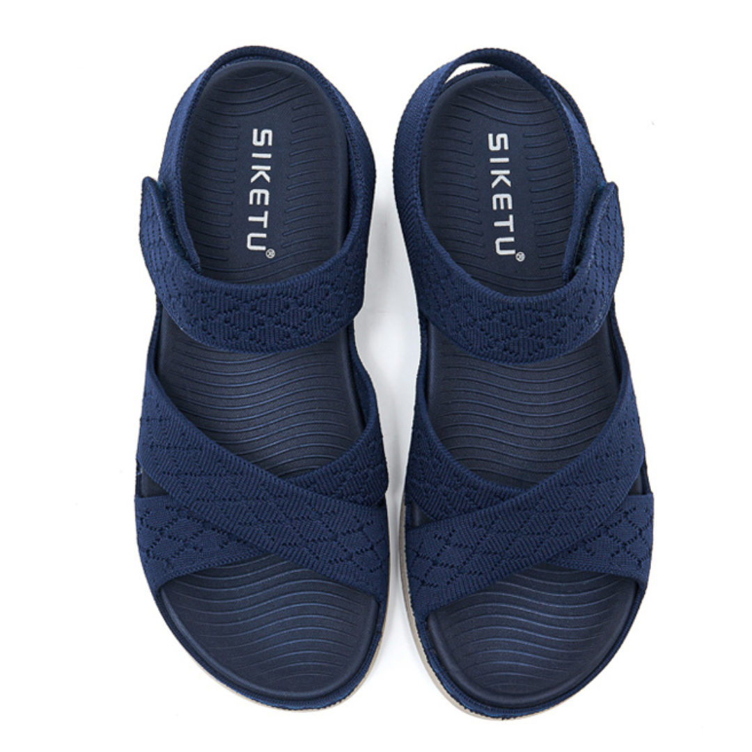 GRW Women Orthopedic Sandals Arch-support Comfortable Diamond Knit Cross Strap Elegant Design