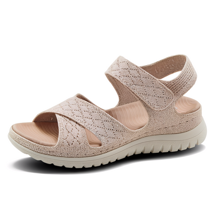 GRW Women Orthopedic Sandals Arch-support Comfortable Diamond Knit Cross Strap Elegant Design
