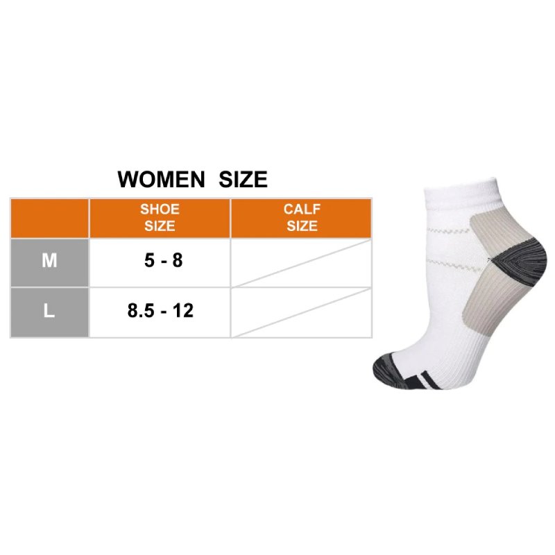 GRW Women Compression Ankle Socks Heel Support Smooth Breathable Cotton Casual