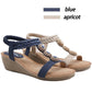 GRW Wedge Orthopedic Sandals Women Boho Floral Rhinestoned Sandals Ankle Strap Summer