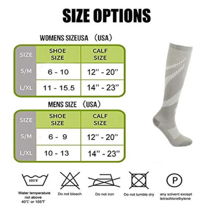 GRW Unisex Socks Pain Fatigue Relief Breathable Durable Non Slip Medical Compression Socks