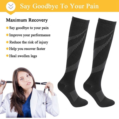 GRW Unisex Socks Pain Fatigue Relief Breathable Durable Non Slip Medical Compression Socks