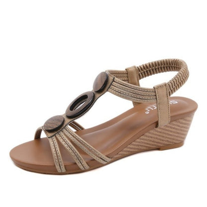 GRW Arch Support Sandals Women Woody Design Rhinestones Open Toe Wedge Summer Beach Trendy