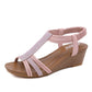 GRW Arch Support Sandals Women Woody Design Rhinestones Open Toe Wedge Summer Beach Trendy