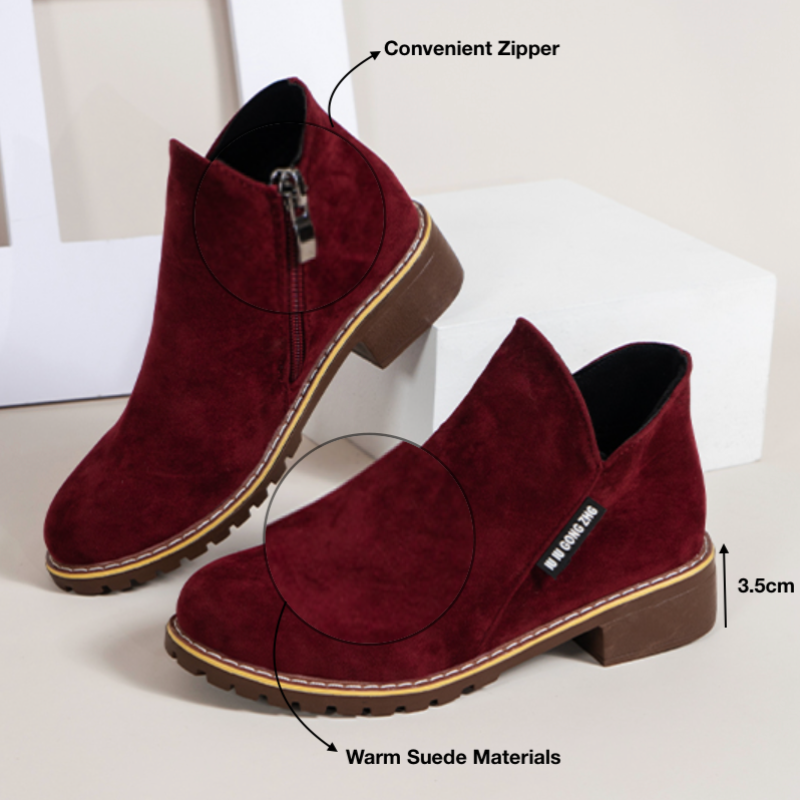 GRW Orthopedic Women Ankle Boots Suede Warm Zipper NonSkid Fashion Designed
