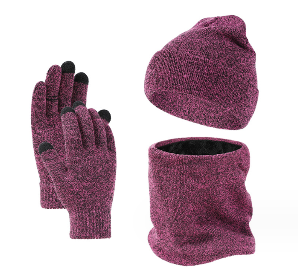 GRW Set Scarf, Hat and Glove  for Men and Women Warm Knit Winter