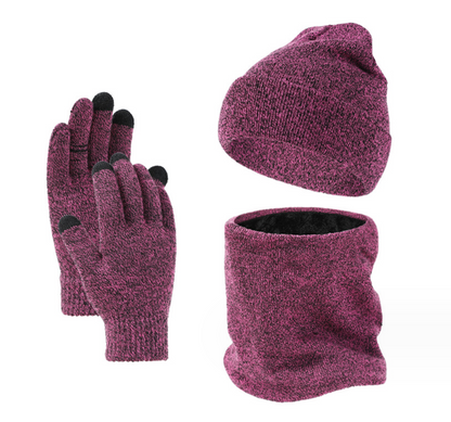 GRW Set Scarf, Hat and Glove  for Men and Women Warm Knit Winter