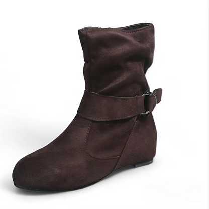 GRW Women Slouchy Boots Suede Ultra-Comfortable Side Zipper Round Toe Trendy Design