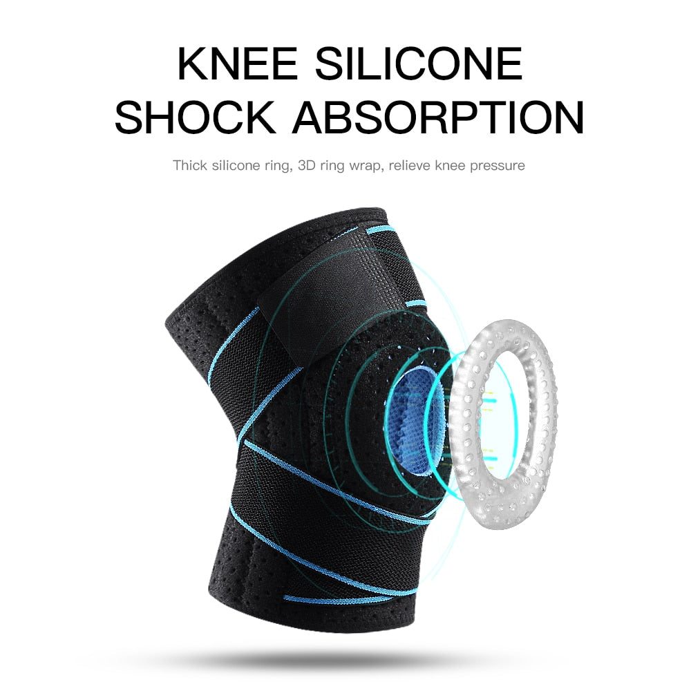 GRW (1 PC) Compression Knee Pads Unisex Silicon Inside Cross Braces Sport Leg Support