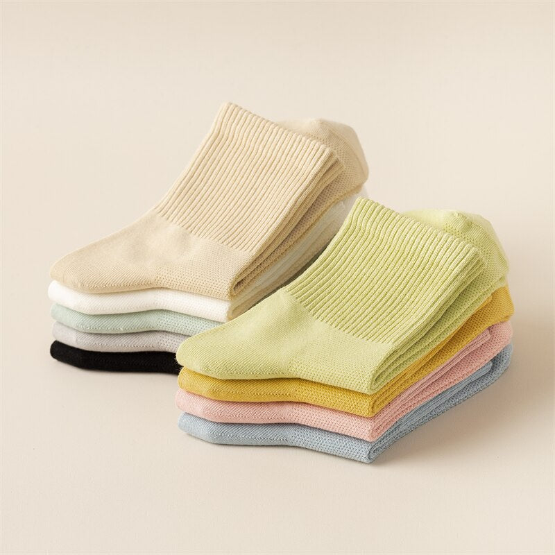 GRW Women Socks New Cotton Breathable Solid Color Casual Spring Summer Fashion Mesh