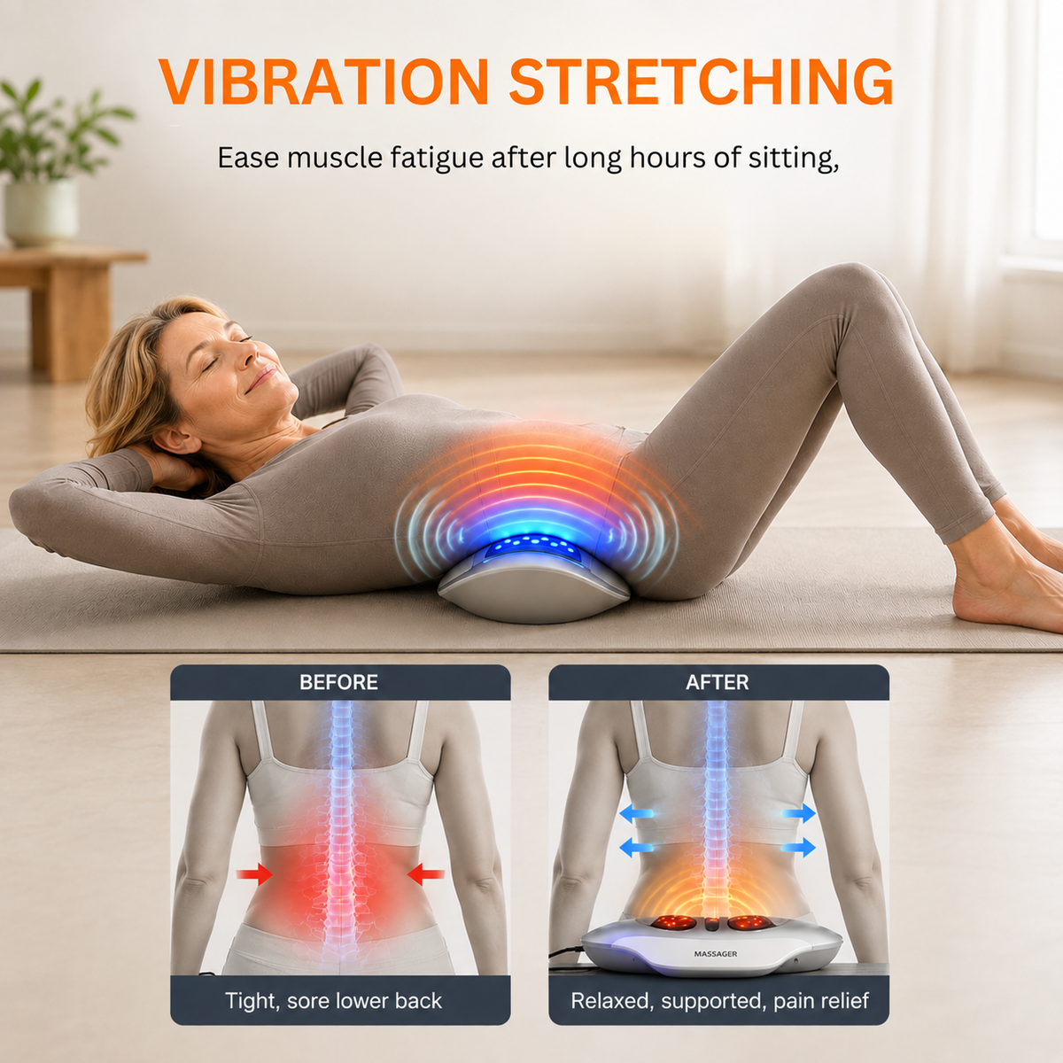 Smart Lumbar Massager with EMS, Heat, Vibration & Airbag