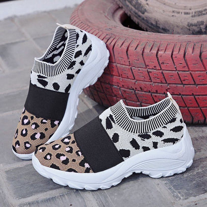 Groovywish Women's Leopard Orthopedic Slip-on Mesh Shoes