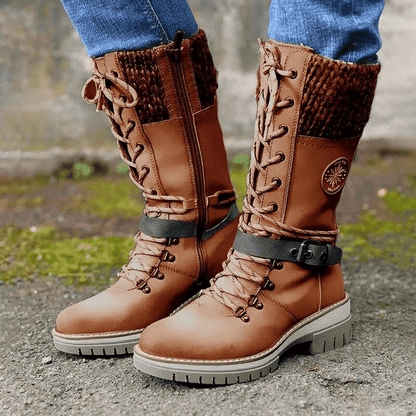 SooFeet SOOFEET Women Mid-Calf Boots Super Warm Comfortable Buckle Knit Winter Boots