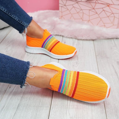 Groovywish Comfortable Walking Orthopedic Shoes For Women Knitted Colorful Slip-ons