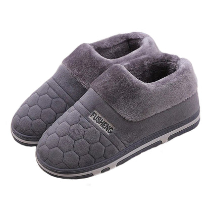 Groovywish Back Wrap Men Warm Slippers Thick Fur Comfy Indoor Shoes