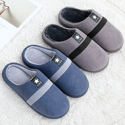 Groovywish Men Cozy Winter Slippers Flat Short Fur Home Slides