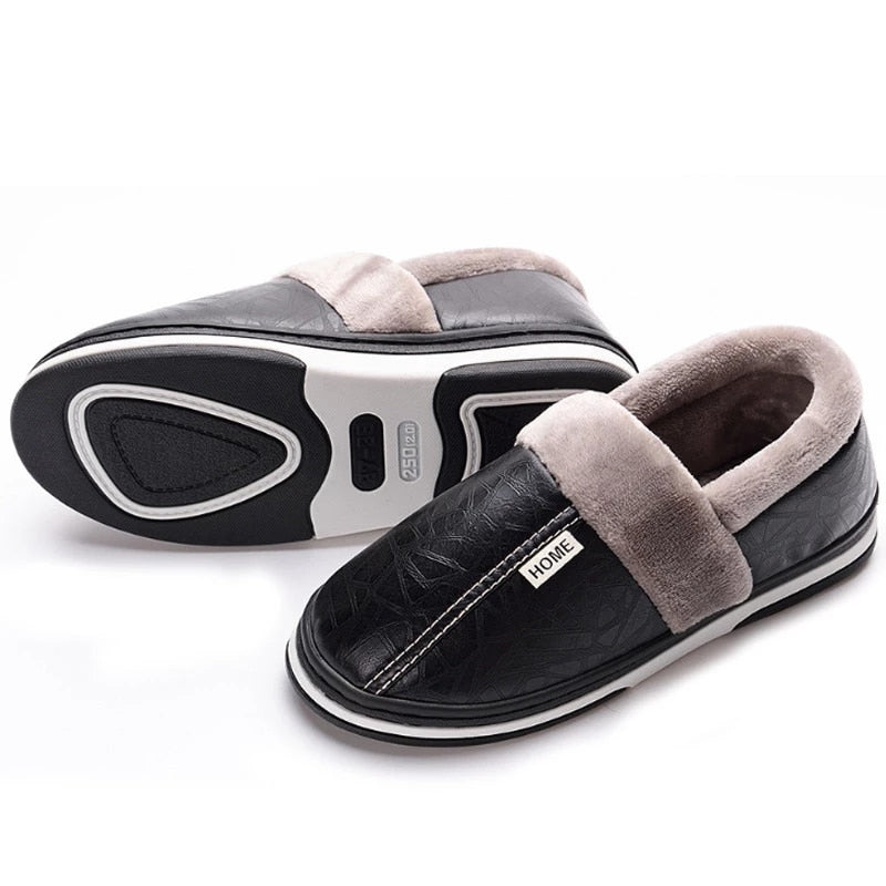 Groovywish Warp Heel Indoor Slippers For Men Flat Leather Shoes
