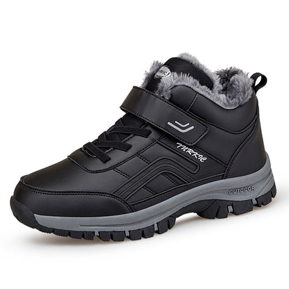 Groovywish Men Velcro Fur Ankle Boots Waterproof Orthopedic Shoes