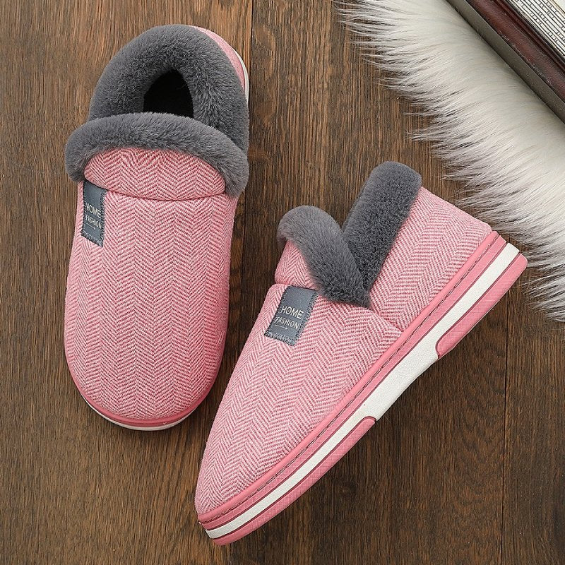 Groovywish Men Fur Slippers Cute Heel Wrap Winter Home Shoes