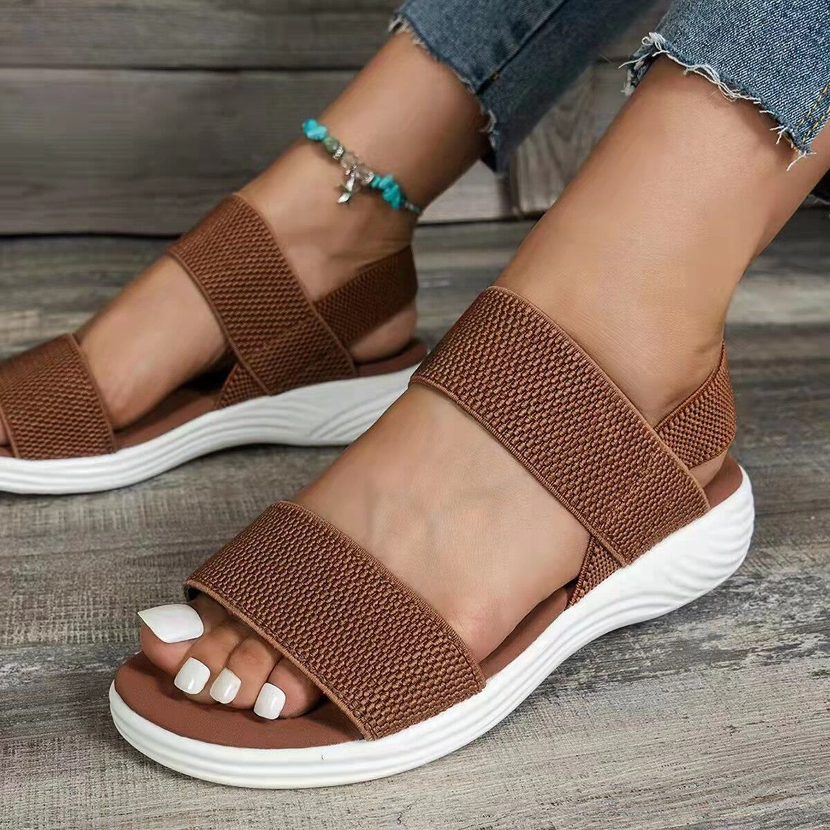 GRW Women Sandals Summer Comfortable Casual Elastic Strap