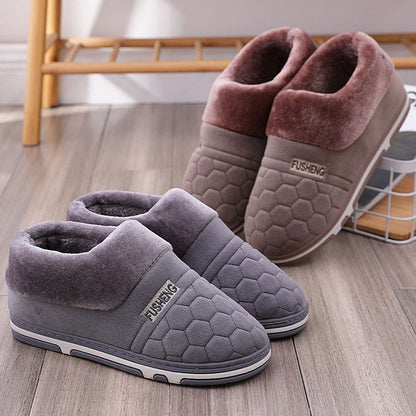 Groovywish Back Wrap Men Warm Slippers Thick Fur Comfy Indoor Shoes