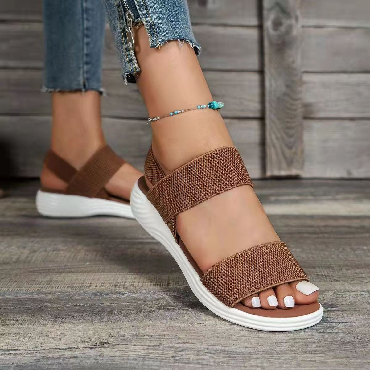 GRW Women Sandals Summer Comfortable Casual Elastic Strap